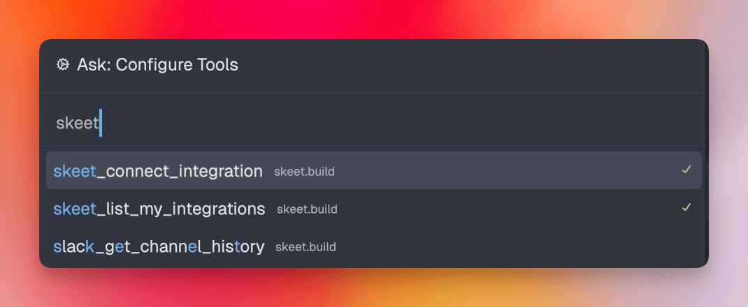Zed UI showing tools configuration